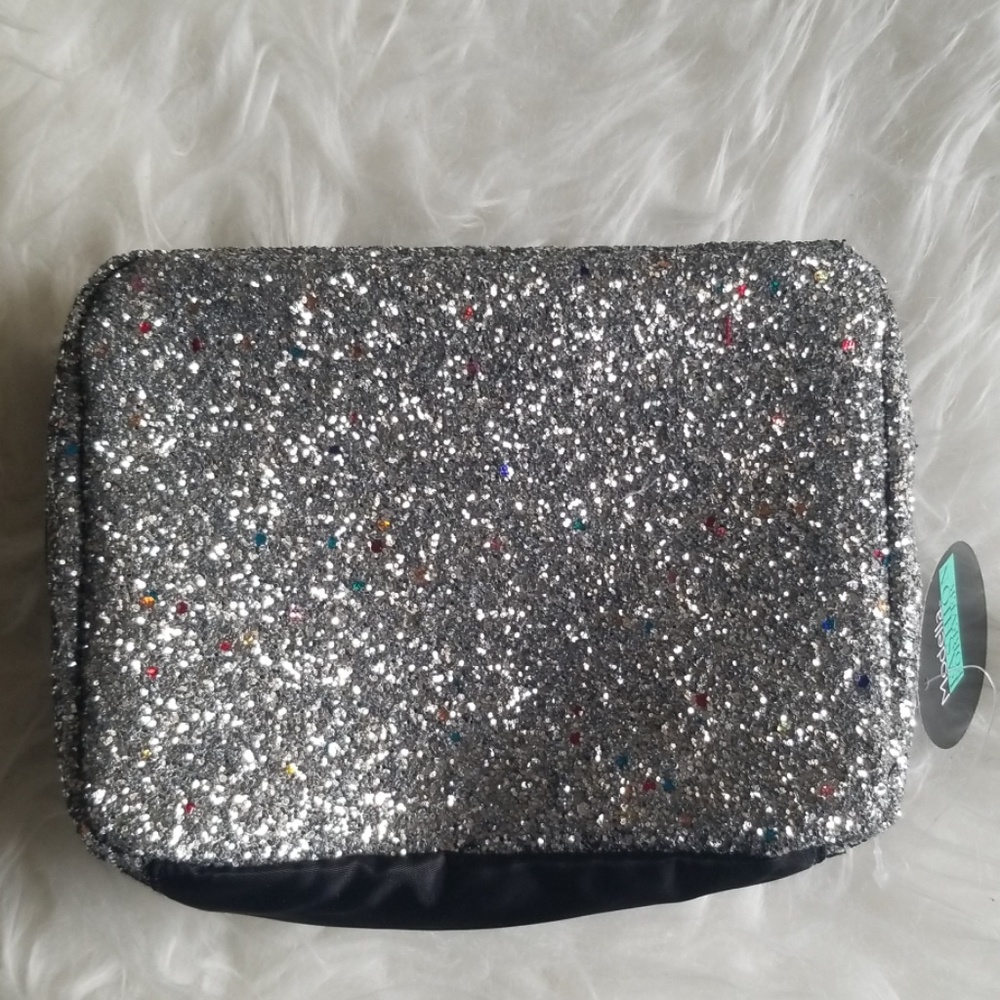 Silver Glitter Happens Makeup Bag
